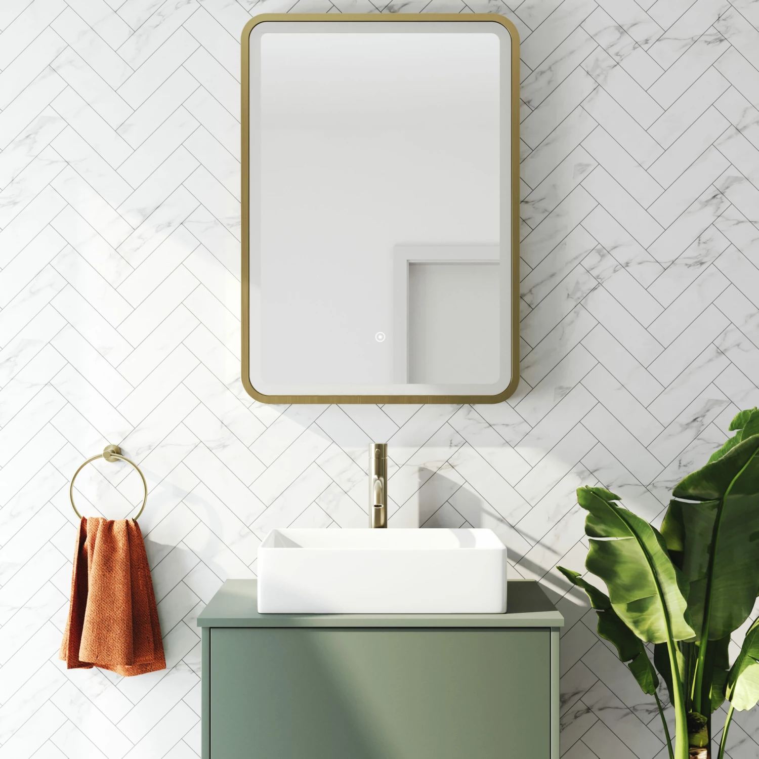 Harbour Clarity LED Illuminated Brushed Brass Framed Mirror With Demister Pad - 500 X 700mm 8 Harbour Clarity LED Illuminated Brushed Brass Framed Mirror With Demister Pad - 500 X 700mm - Image 6