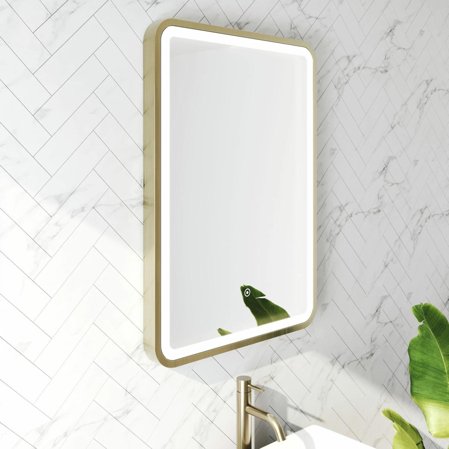 Harbour Clarity LED Illuminated Brushed Brass Framed Mirror With Demister Pad - 500 X 700mm 11 Harbour Clarity LED Illuminated Brushed Brass Framed Mirror With Demister Pad - 500 X 700mm - Image 9