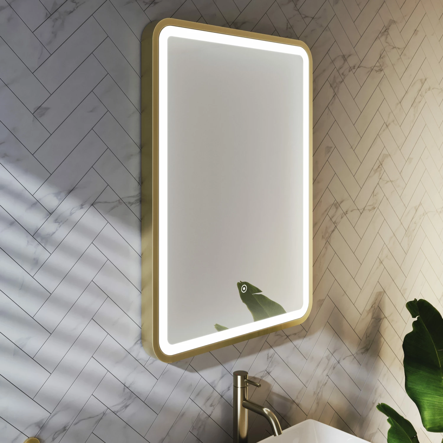Harbour Clarity LED Illuminated Brushed Brass Framed Mirror With Demister Pad - 500 X 700mm 6 Harbour Clarity LED Illuminated Brushed Brass Framed Mirror With Demister Pad - 500 X 700mm - Image 4