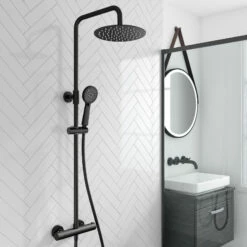 Harbour Clarity Matt Black Shower Package With Bar Valve And Adjustable Riser Rail