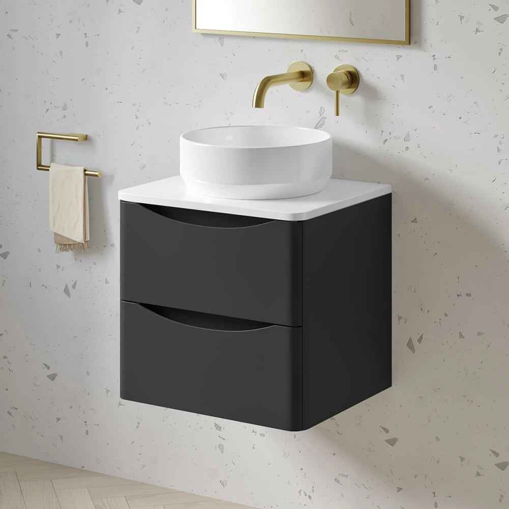 Harbour Clarity 500mm Wall Mounted Vanity Unit & Countertop - Gloss White - Hudson Reed Round Basin 4 Harbour Clarity 500mm Wall Mounted Vanity Unit & Countertop - Gloss White - Hudson Reed Round Basin - Image 2
