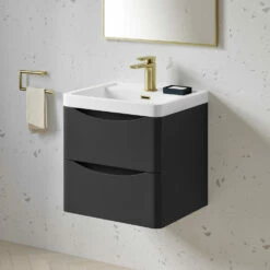 Harbour Clarity 500mm Wall Mounted Vanity Unit & Basin - Gloss White 10 Harbour Clarity 500mm Wall Mounted Vanity Unit & Basin - Gloss White -TAP WAREHOUSE Shop harbour clarity matt graphitegrey 500mm wallhung vanity unit lifestyle