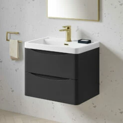Harbour Clarity 600mm Wall Hung Vanity Unit & Basin - Matt Graphite Grey