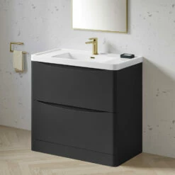 Harbour Clarity 900mm Floorstanding Vanity Unit & Basin - Gloss White -TAP WAREHOUSE Shop harbour clarity matt graphitegrey 900mm floorstanding vanity unit lifestyle