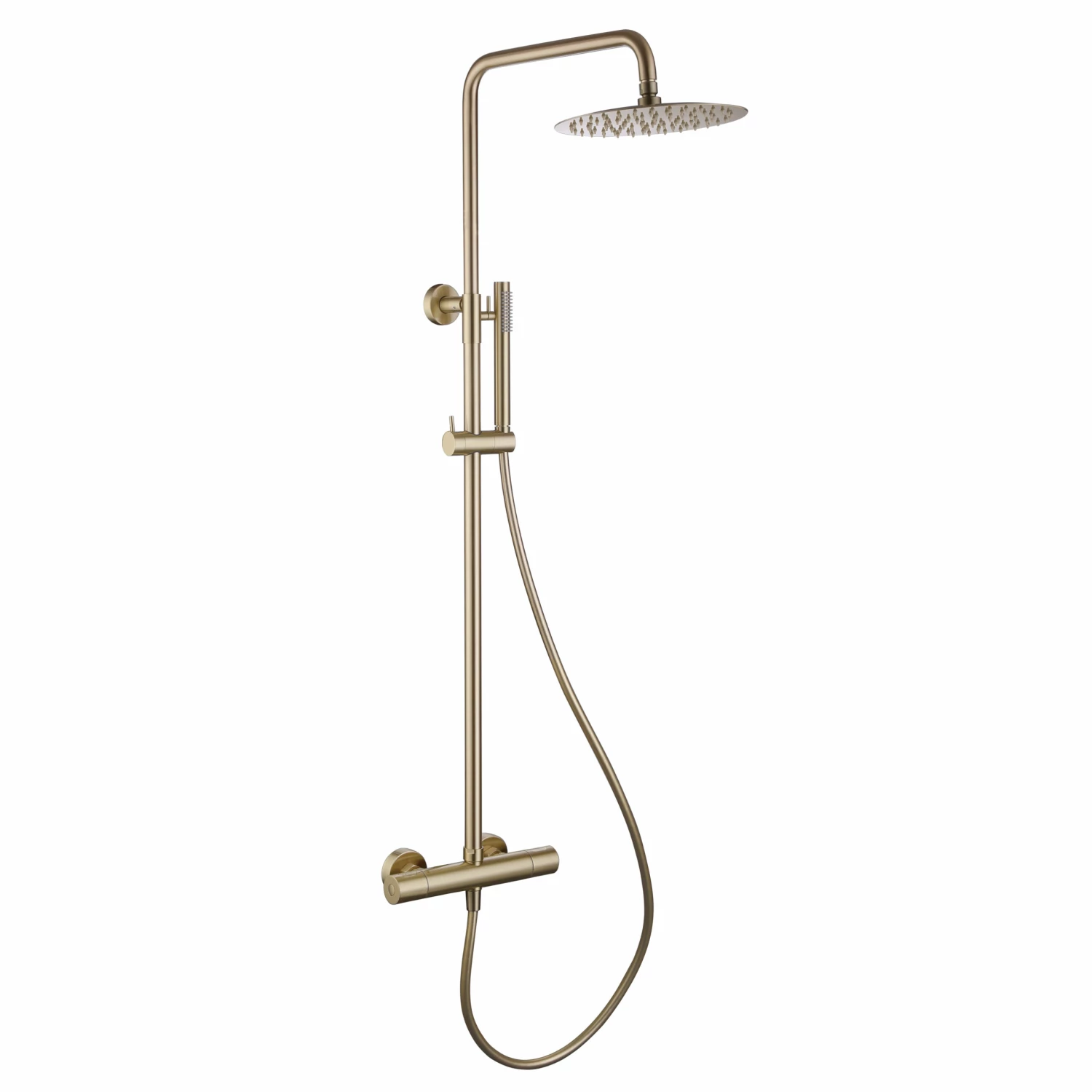 Harbour Clarity Brushed Brass Round Thermostatic Rigid Riser Shower Kit 7 Harbour Clarity Brushed Brass Round Thermostatic Rigid Riser Shower Kit - Image 5