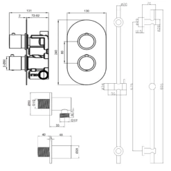 Harbour Clarity Brushed Brass Concealed Shower Valve & Slide Rail Shower Kit -TAP WAREHOUSE Shop harbour clarity shower valve and slide rail kit brushed brass pack tech