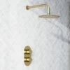 Harbour Clarity Brushed Brass Concealed Shower Valve, Fixed Shower Arm & Head 2 Harbour Clarity Brushed Brass Concealed Shower Valve, Fixed Shower Arm & Head -TAP WAREHOUSE Shop harbour clarity shower valve head and arm brushed brass pack zoom