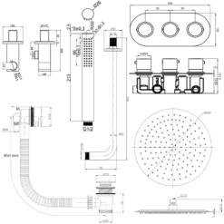 Harbour Clarity Brushed Brass Shower Package With 3 Outlet Valve, Fixed Head & Arm, Wall Shower Kit And Overflow Bath Filler -TAP WAREHOUSE Shop harbour clarity shower valve head arm handset filler pack brushed brass tech