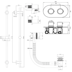 Harbour Clarity Brushed Brass Shower Package With 2 Outlet Valve, Slide Rail Kit And Overflow Bath Filler -TAP WAREHOUSE Shop harbour clarity shower valve slide rail kit and filler brushed brass pack tech