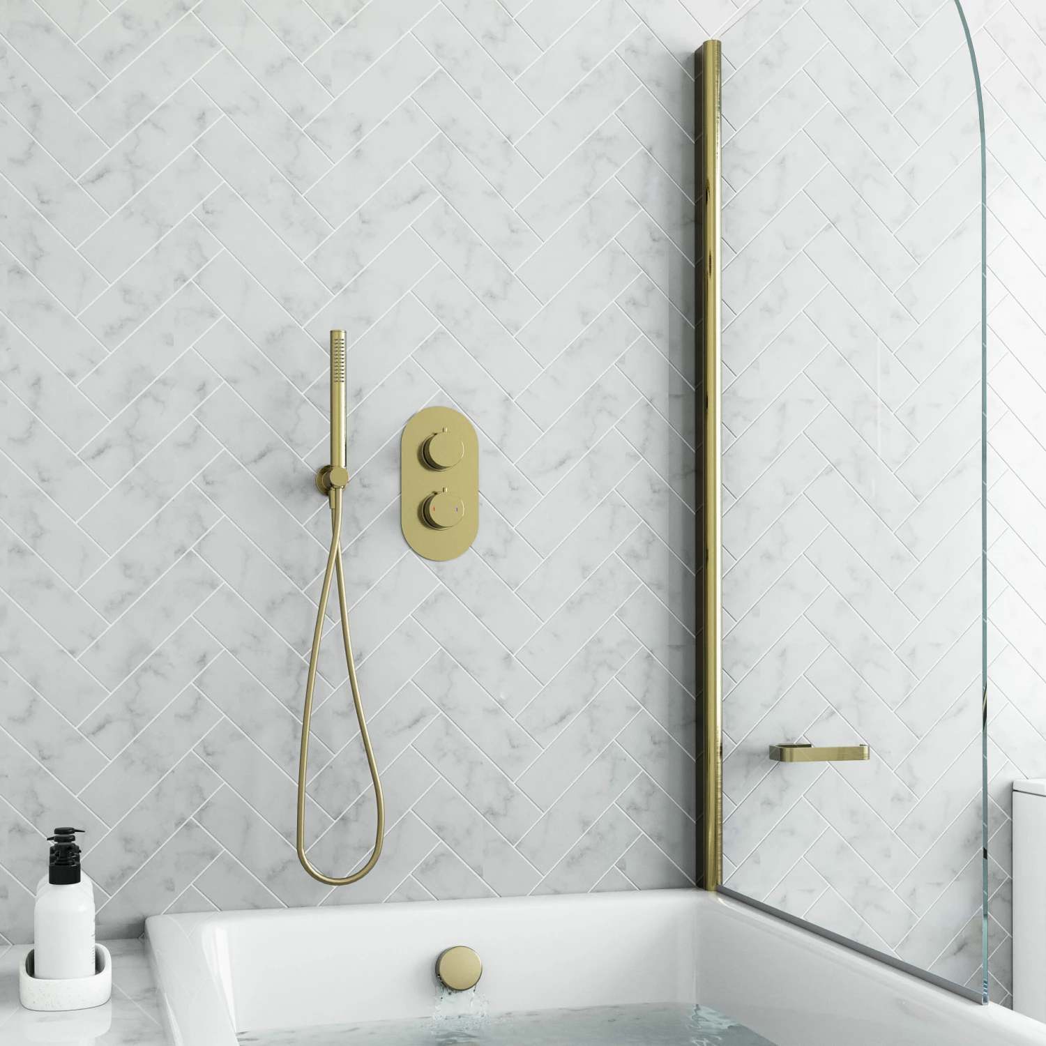 Harbour Clarity Brushed Brass Shower Package With 2 Outlet Valve, Wall Shower Kit And Overflow Bath Filler 5 Harbour Clarity Brushed Brass Shower Package With 2 Outlet Valve, Wall Shower Kit And Overflow Bath Filler - Image 3