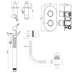 Harbour Clarity Brushed Brass Shower Package With 2 Outlet Valve, Wall Shower Kit And Overflow Bath Filler 9 Harbour Clarity Brushed Brass Shower Package With 2 Outlet Valve, Wall Shower Kit And Overflow Bath Filler -TAP WAREHOUSE Shop harbour clarity shower valve wall handset and filler brushed brass pack tech