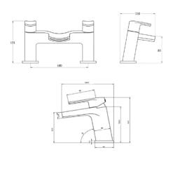 Vellamo Poise Mono Basin Mixer & Deck Mounted Bath Filler 11 Vellamo Poise Mono Basin Mixer & Deck Mounted Bath Filler -TAP WAREHOUSE Shop harbour clarity tap pack tap231 tap233 2 technical drawing
