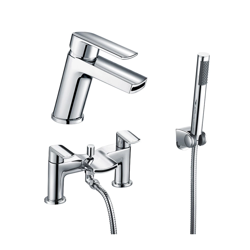Vellamo Poise Mono Basin Mixer & Bath Shower Mixer With Shower Kit 3 Vellamo Poise Mono Basin Mixer & Bath Shower Mixer With Shower Kit