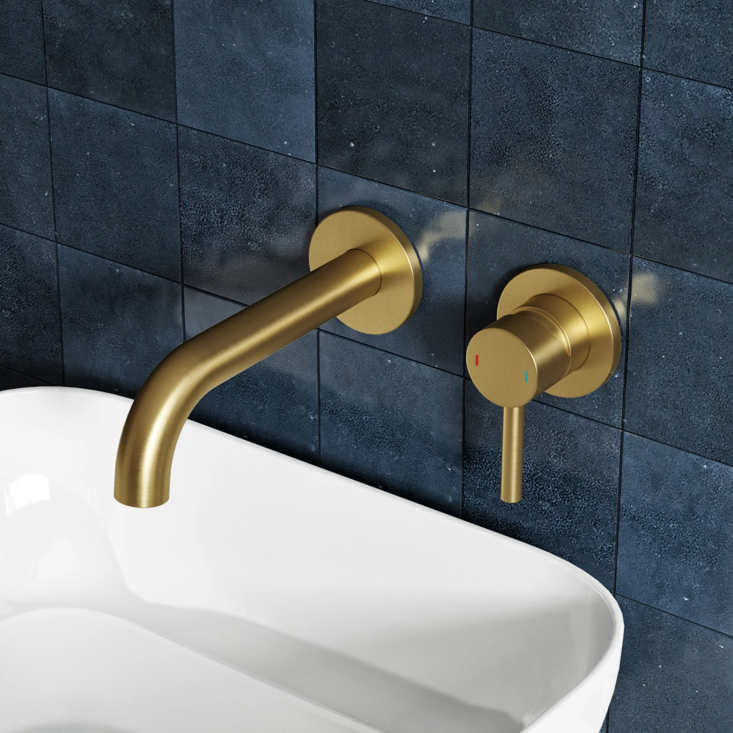 Harbour Clarity Brushed Brass Wall Mounted Basin Mixer Tap 4 Harbour Clarity Brushed Brass Wall Mounted Basin Mixer Tap - Image 2