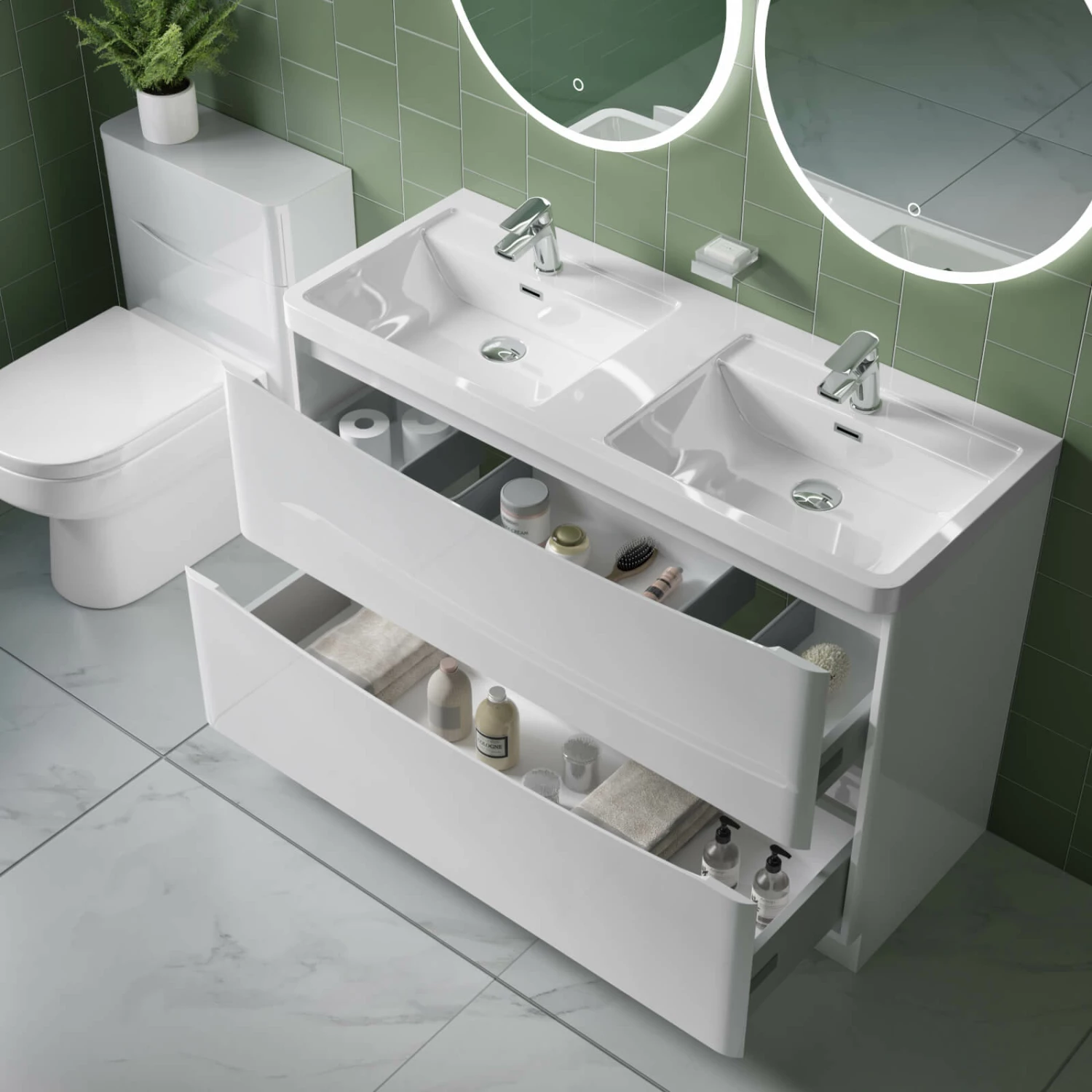 Harbour Clarity 1200mm Floorstanding Vanity Unit & Double Basin - Gloss White 5 Harbour Clarity 1200mm Floorstanding Vanity Unit & Double Basin - Gloss White - Image 3