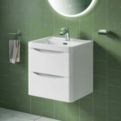 Harbour Clarity 500mm Wall Mounted Vanity Unit & Basin - Gloss White