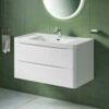 Harbour Clarity 900mm Wall Hung Vanity Unit & Basin - Indigo Blue -TAP WAREHOUSE Shop harbour clarity white gloss 900mm wallhung vanity unit lifestyle