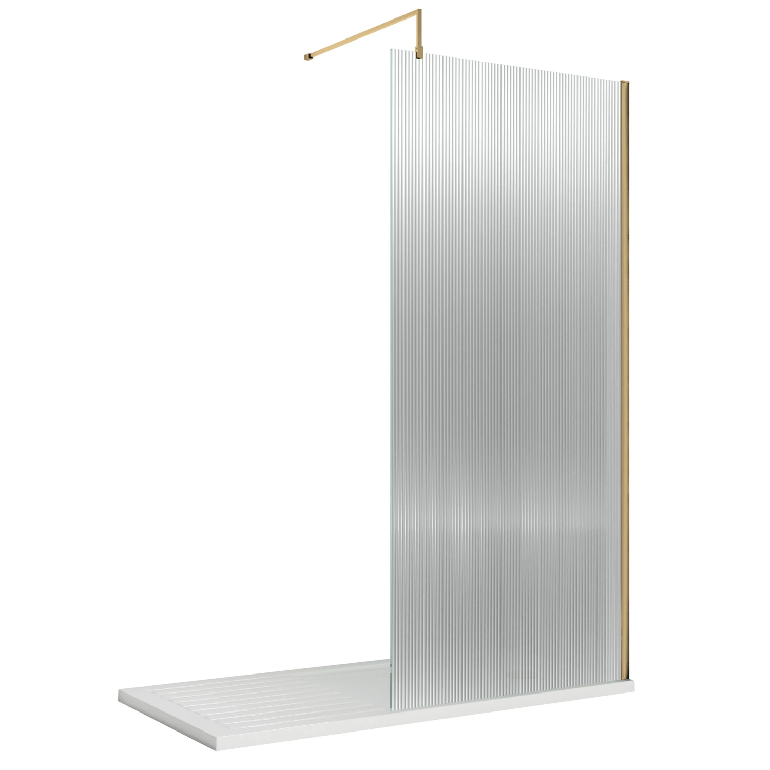 Harbour Contour Fluted Brushed Brass Glass Screen For Walk In Shower & Wetrooms - 1000mm 4 Harbour Contour Fluted Brushed Brass Glass Screen For Walk In Shower & Wetrooms - 1000mm - Image 2