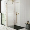 Harbour Contour Fluted Brushed Brass Glass Screen For Walk In Shower & Wetrooms - 1000mm 2 Harbour Contour Fluted Brushed Brass Glass Screen For Walk In Shower & Wetrooms - 1000mm -TAP WAREHOUSE Shop harbour fluted b brass walk in screen 900 lifestyle