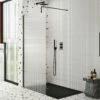 Harbour Contour Fluted Matt Black Glass Screen For Walk In Shower & Wetrooms - 1000mm 2 Harbour Contour Fluted Matt Black Glass Screen For Walk In Shower & Wetrooms - 1000mm -TAP WAREHOUSE Shop harbour fluted m black walk in screen 900 lifestyle