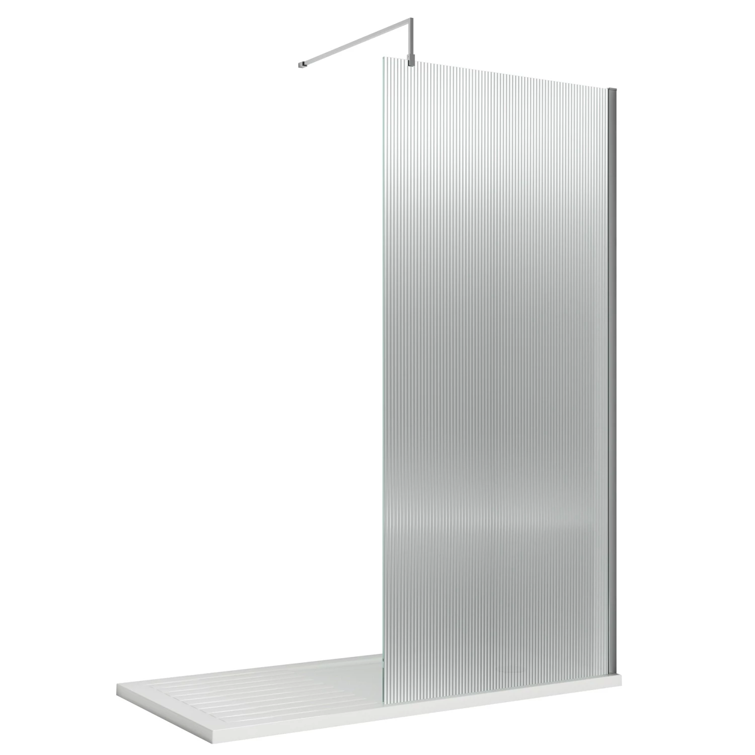 Harbour Contour Fluted Polished Chrome Glass Screen For Walk In Shower & Wetrooms - 1000mm 4 Harbour Contour Fluted Polished Chrome Glass Screen For Walk In Shower & Wetrooms - 1000mm - Image 2