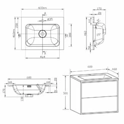Harbour Form 600mm Wall Mounted Vanity Unit & Basin - French Grey 11 Harbour Form 600mm Wall Mounted Vanity Unit & Basin - French Grey -TAP WAREHOUSE Shop harbour form 600mm wall mount vanity unit basin tech