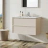 Harbour Form 800mm Wall Mounted Vanity Unit & Basin - French Grey -TAP WAREHOUSE Shop harbour form 800mm french blush wall mounted vanity lifestyle 3