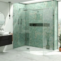 Harbour Frameless 10mm 2m Tall Easy Clean No-Profile Wetroom 2 Panels 700mm & 760mm