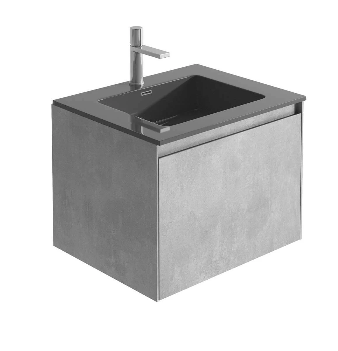 Harbour Substance 600mm 1 Drawer Wall Mounted Vanity Unit & Black Basin - Concrete Effect 11 Harbour Substance 600mm 1 Drawer Wall Mounted Vanity Unit & Black Basin - Concrete Effect - Image 9