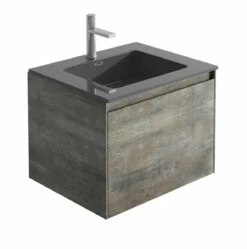 Harbour Substance 600mm 1 Drawer Wall Mounted Vanity Unit & Black Basin - Concrete Effect 24 Harbour Substance 600mm 1 Drawer Wall Mounted Vanity Unit & Black Basin - Concrete Effect -TAP WAREHOUSE Shop harbour galactic 600 bme 1