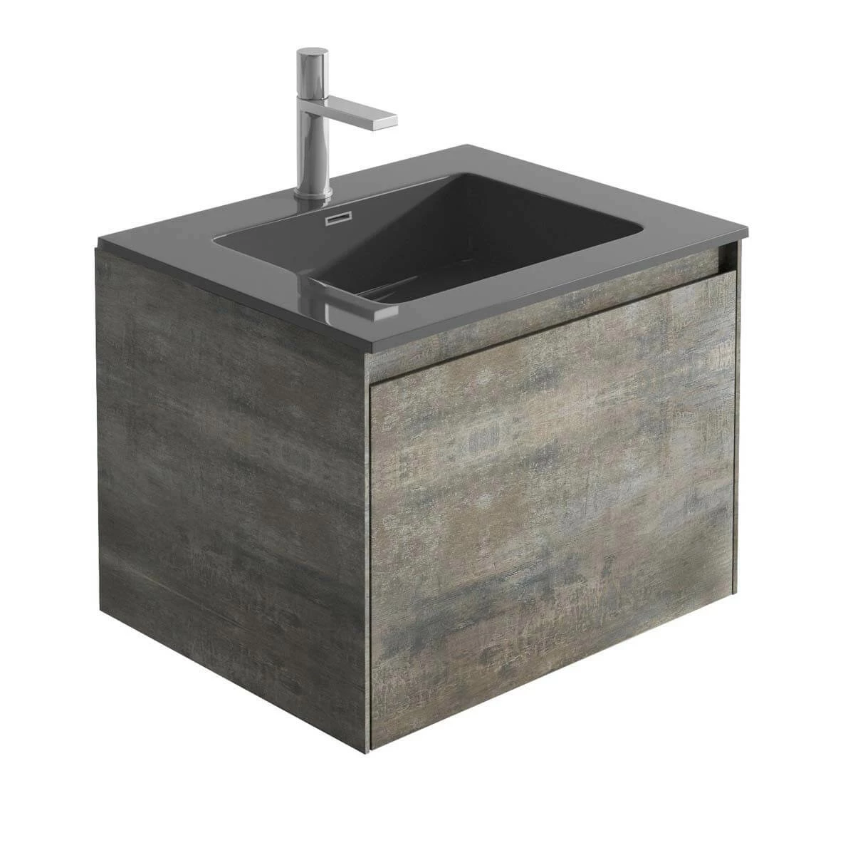 Harbour Substance 600mm 1 Drawer Wall Mounted Vanity Unit & Black Basin - Concrete Effect 13 Harbour Substance 600mm 1 Drawer Wall Mounted Vanity Unit & Black Basin - Concrete Effect - Image 11