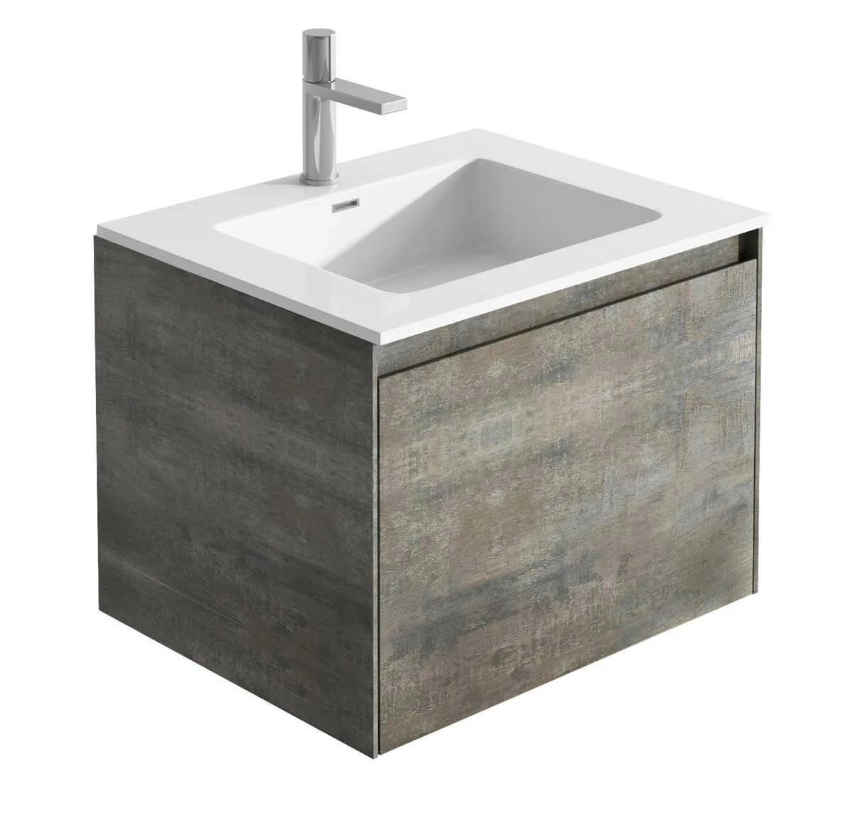 Harbour Substance 600mm 1 Drawer Wall Mounted Vanity Unit & Black Basin - Concrete Effect 12 Harbour Substance 600mm 1 Drawer Wall Mounted Vanity Unit & Black Basin - Concrete Effect - Image 10