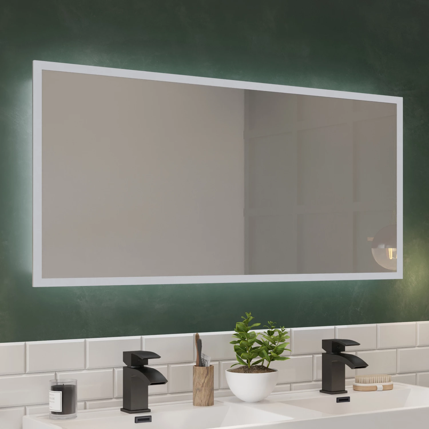 Harbour Glow LED Mirror With Demister Pad & Shaver Socket - 1200 X 600mm 5 Harbour Glow LED Mirror With Demister Pad & Shaver Socket - 1200 X 600mm - Image 3
