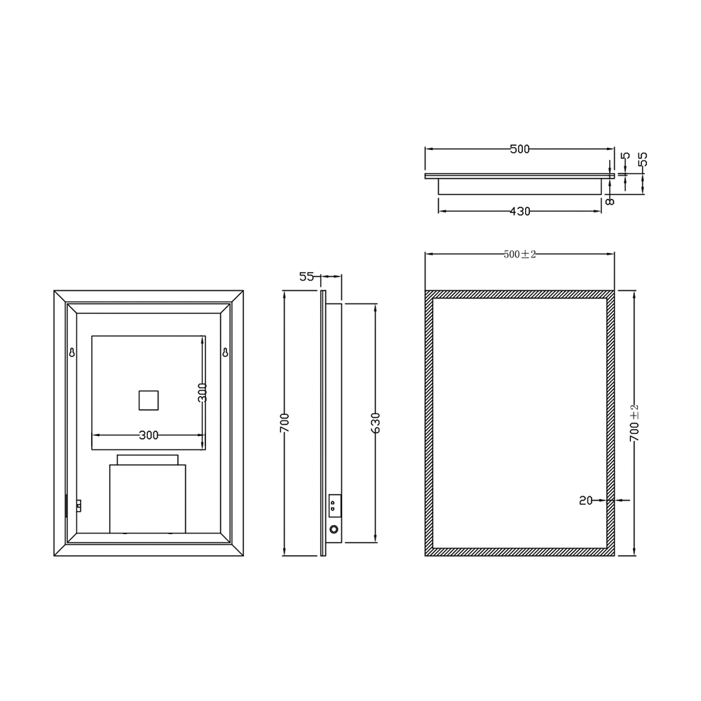 Harbour Glow LED Illuminated Mirror With Demister Pad & Shaver Socket - 500 X 700mm 5 Harbour Glow LED Illuminated Mirror With Demister Pad & Shaver Socket - 500 X 700mm - Image 3