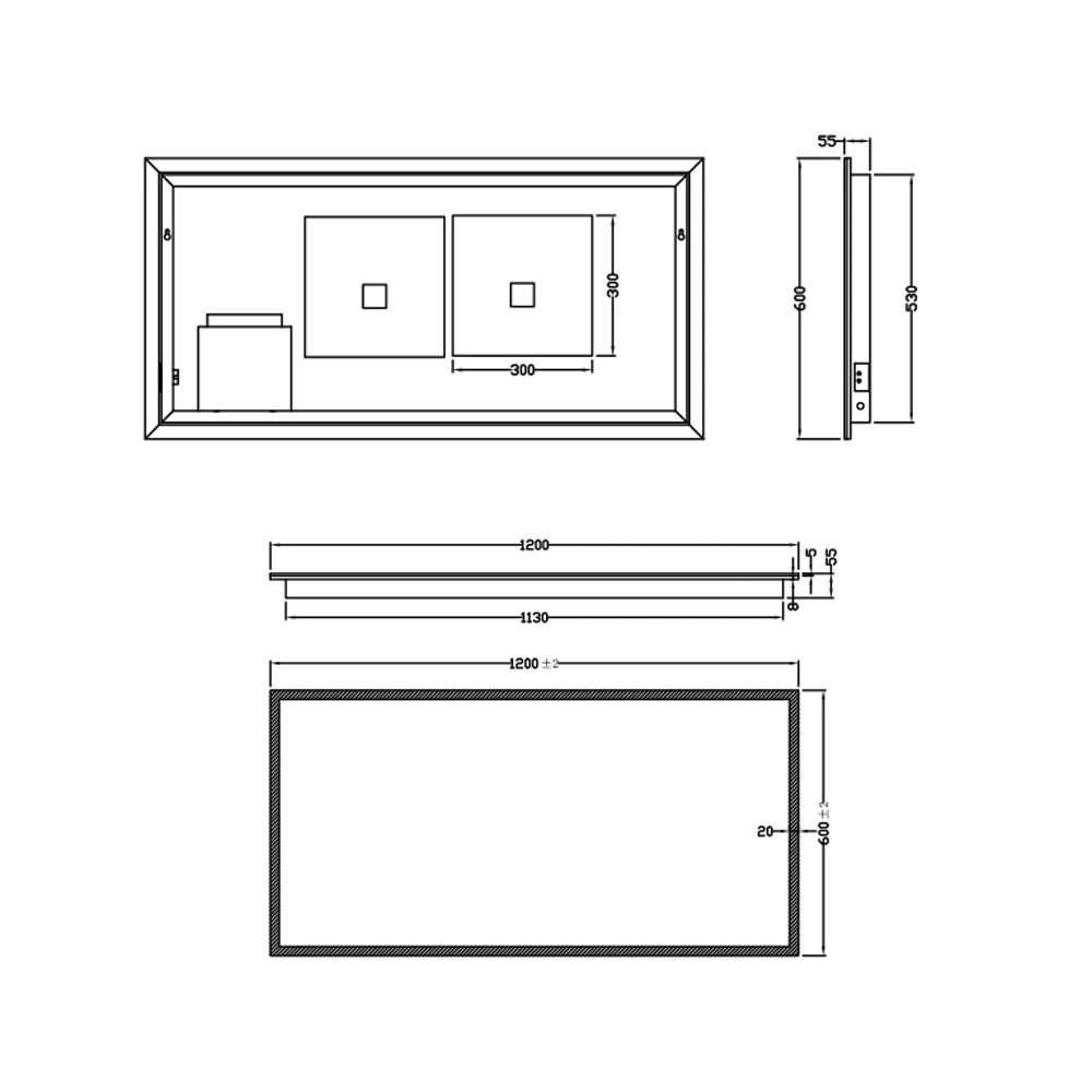 Harbour Glow LED Mirror With Demister Pad & Shaver Socket - 1200 X 600mm 7 Harbour Glow LED Mirror With Demister Pad & Shaver Socket - 1200 X 600mm - Image 5