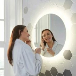 Harbour Glow Round LED Bathroom Mirror With Demister Pad - 600mm 8 Harbour Glow Round LED Bathroom Mirror With Demister Pad - 600mm -TAP WAREHOUSE Shop harbour glow round led mirror 600mm 1