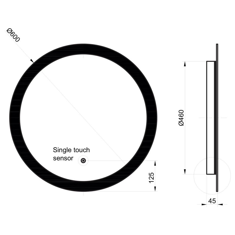 Harbour Glow Round LED Bathroom Mirror With Demister Pad - 600mm 6 Harbour Glow Round LED Bathroom Mirror With Demister Pad - 600mm - Image 4