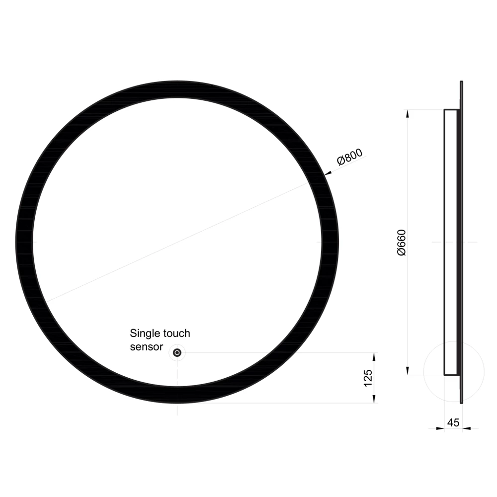 Harbour Glow Round LED Bathroom Mirror With Demister Pad - 800mm 6 Harbour Glow Round LED Bathroom Mirror With Demister Pad - 800mm - Image 4