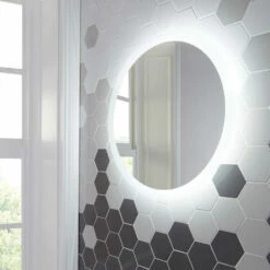 Harbour Glow Round LED Bathroom Mirror With Demister Pad - 600mm