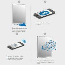 Harbour Glow LED Bluetooth Mirror With Demister Pad & Shaver Socket - 500 X 700mm 14 Harbour Glow LED Bluetooth Mirror With Demister Pad & Shaver Socket - 500 X 700mm -TAP WAREHOUSE Shop harbour glow smart mirror bluetooth pairing chart