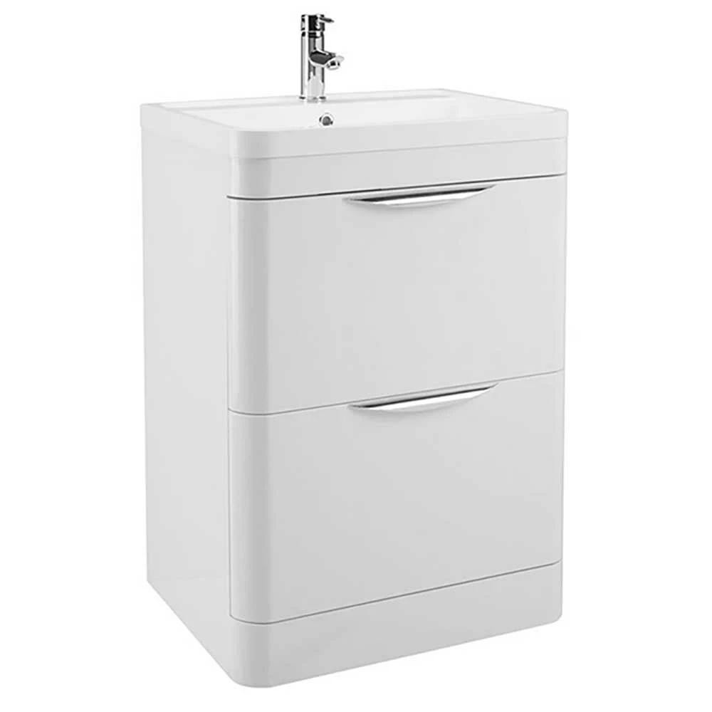 Harbour Grace 600mm Floorstanding Vanity Unit With Polymarble Basin - White Gloss 4 Harbour Grace 600mm Floorstanding Vanity Unit With Polymarble Basin - White Gloss - Image 2
