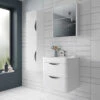 Harbour Grace 600mm Wall Mounted Vanity Unit With Polymarble Basin - White Gloss -TAP WAREHOUSE Shop harbour grace 600mm wall hung unit basin lifestyle 2