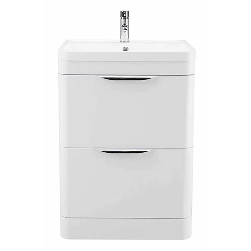 Harbour Grace 600mm Floorstanding Vanity Unit With Polymarble Basin - White Gloss 6 Harbour Grace 600mm Floorstanding Vanity Unit With Polymarble Basin - White Gloss - Image 4
