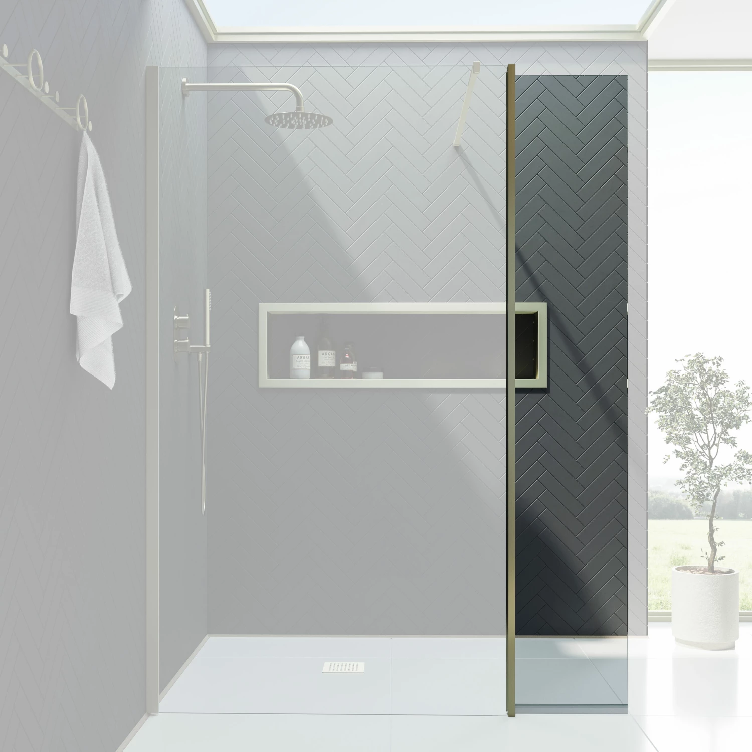 Harbour I10 Hinged 10mm Return Panel For Harbour I10 Glass Panels - Brushed Brass 4 Harbour I10 Hinged 10mm Return Panel For Harbour I10 Glass Panels - Brushed Brass - Image 2