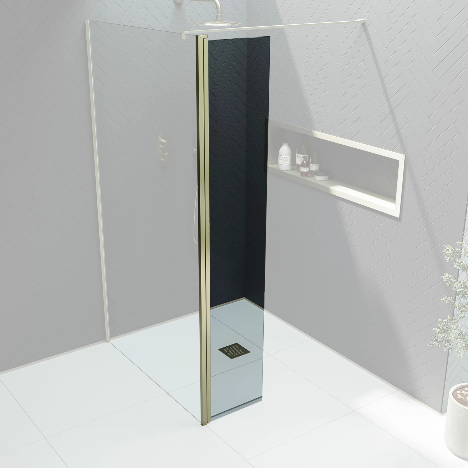 Harbour I10 Hinged 10mm Return Panel For Harbour I10 Glass Panels - Brushed Brass 3 Harbour I10 Hinged 10mm Return Panel For Harbour I10 Glass Panels - Brushed Brass