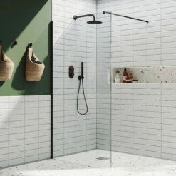 Harbour I10 10mm Easy Clean 2m Tall 600mm Wetroom Panel - Matt Black