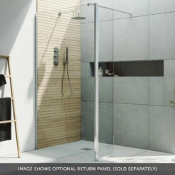 Harbour I10 10mm Easy Clean 2m Tall 1100mm Wetroom Panel - Chrome -TAP WAREHOUSE Shop harbour i10 shower panel with return panel chrome banner 2