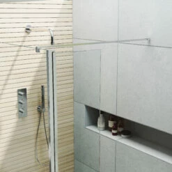 Harbour I10 10mm Easy Clean 2m Tall 700mm Wetroom Panel & 300mm Hinged Return Panel - Chrome 12 Harbour I10 10mm Easy Clean 2m Tall 700mm Wetroom Panel & 300mm Hinged Return Panel - Chrome -TAP WAREHOUSE Shop harbour i10 shower panel with return panel chrome detail