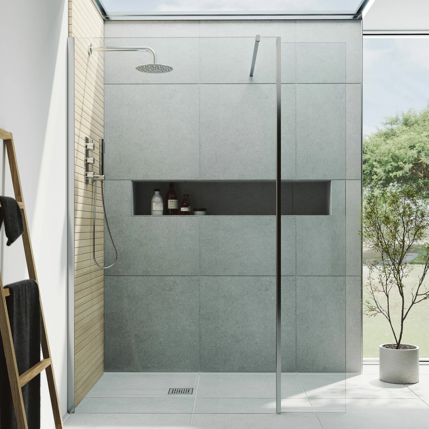 Harbour I10 10mm Easy Clean 2m Tall 700mm Wetroom Panel & 300mm Hinged Return Panel - Chrome 4 Harbour I10 10mm Easy Clean 2m Tall 700mm Wetroom Panel & 300mm Hinged Return Panel - Chrome - Image 2