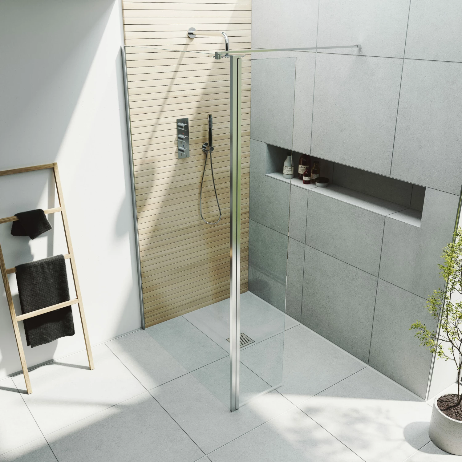 Harbour I10 10mm Easy Clean 2m Tall 700mm Wetroom Panel & 300mm Hinged Return Panel - Chrome 5 Harbour I10 10mm Easy Clean 2m Tall 700mm Wetroom Panel & 300mm Hinged Return Panel - Chrome - Image 3